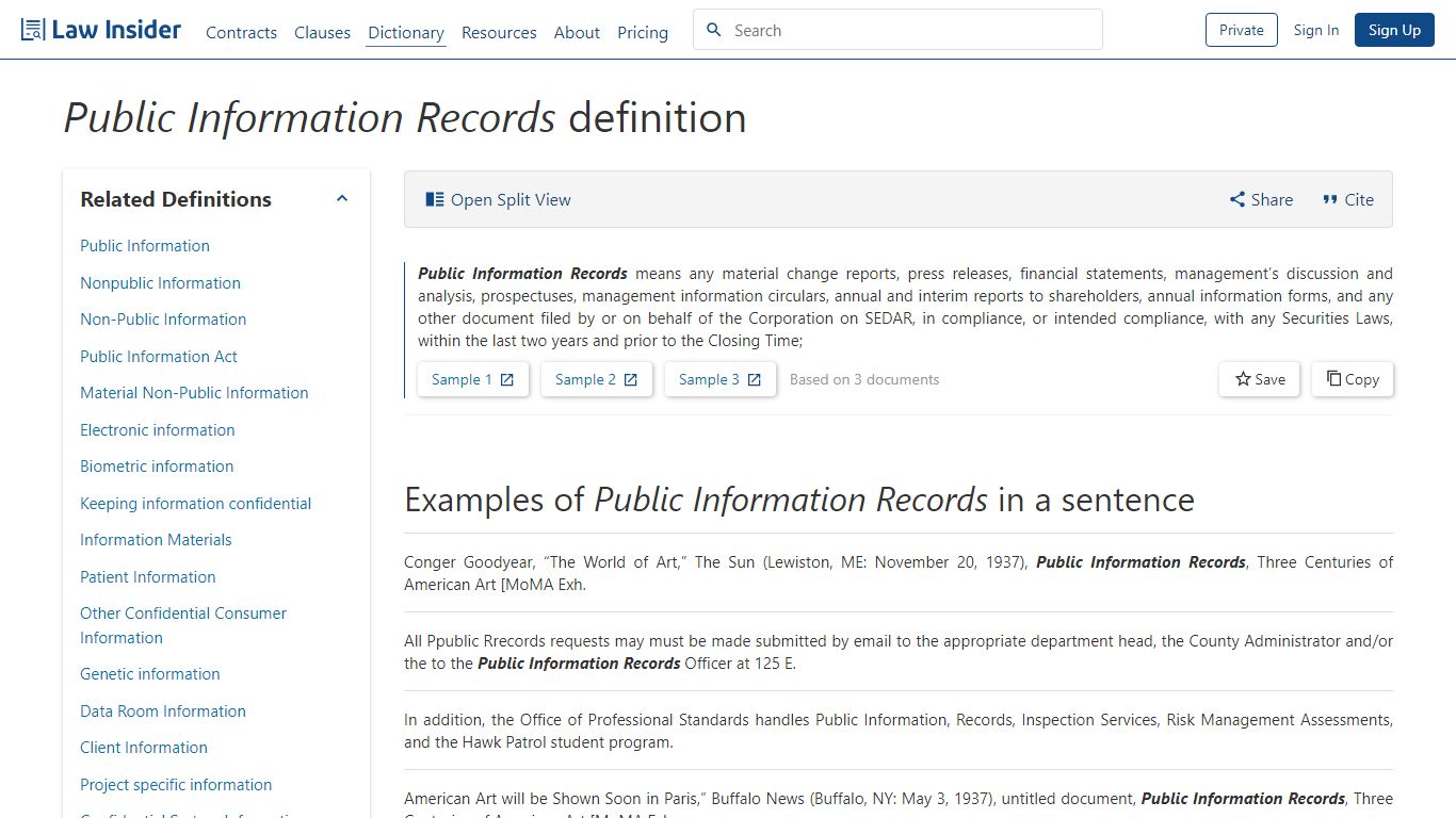 Public Information Records Definition | Law Insider