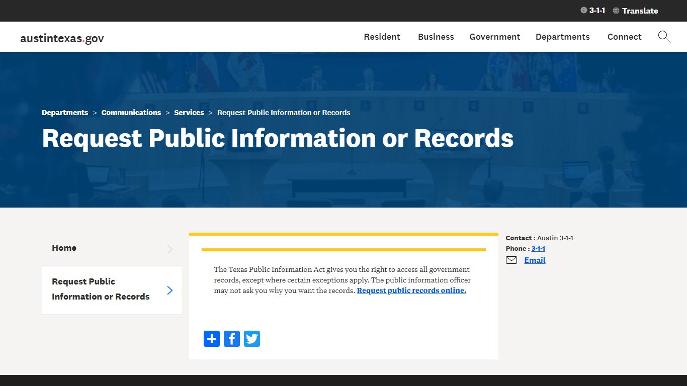 Request Public Information or Records | AustinTexas.gov